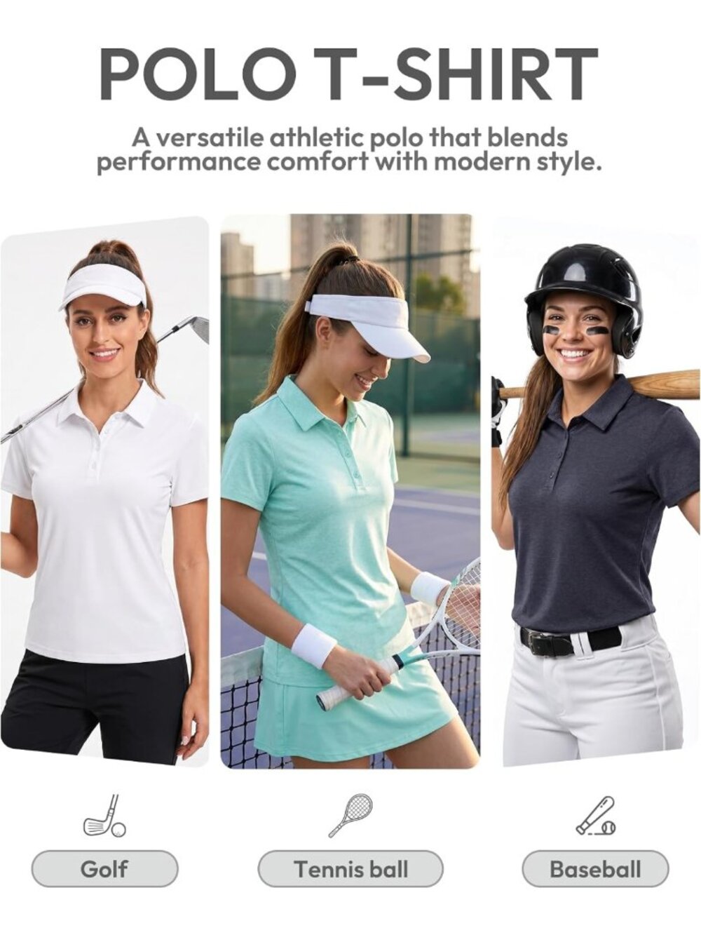 Stylish Women's Golf Polo Shirts - Short Sleeve, Perfect for Sports & Casual - Picture 5 of 6